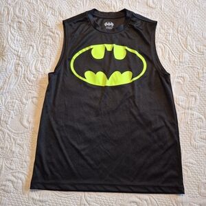 DC Comics Batman boys Large 10/12 black logo sleeveless shirt EUC